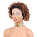 Ombre Ginger Pixie Cut Wigs Human Hair Short Curly Lace Front Wig Ombre Ginger 13X1 Pixie Wig For Black Women 150% Density