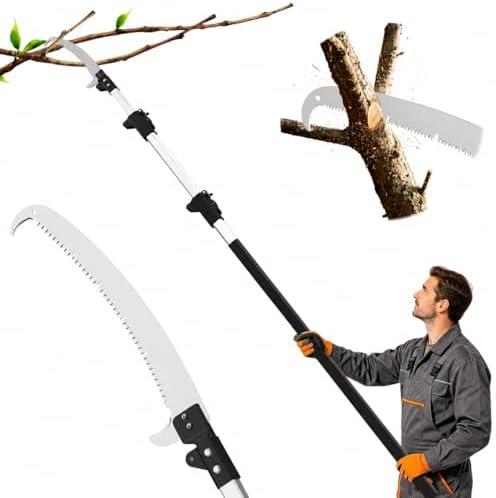 20FT Reach Manual Pole Saw for Tree Trimming, Extendable Tree Pruner with Double Hook Saw and 4-12FT Telescopic Pole, Tree Trimmer Branch Cutterfor High Branches for Yard, Garden, Patios(missing hook)