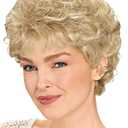 GNIMEGIL Elderly Wigs Short Curly Wig for Ladies Synthetic Hair Old Women Wigs Light Blonde Wig Halloween Costume Carnival Party