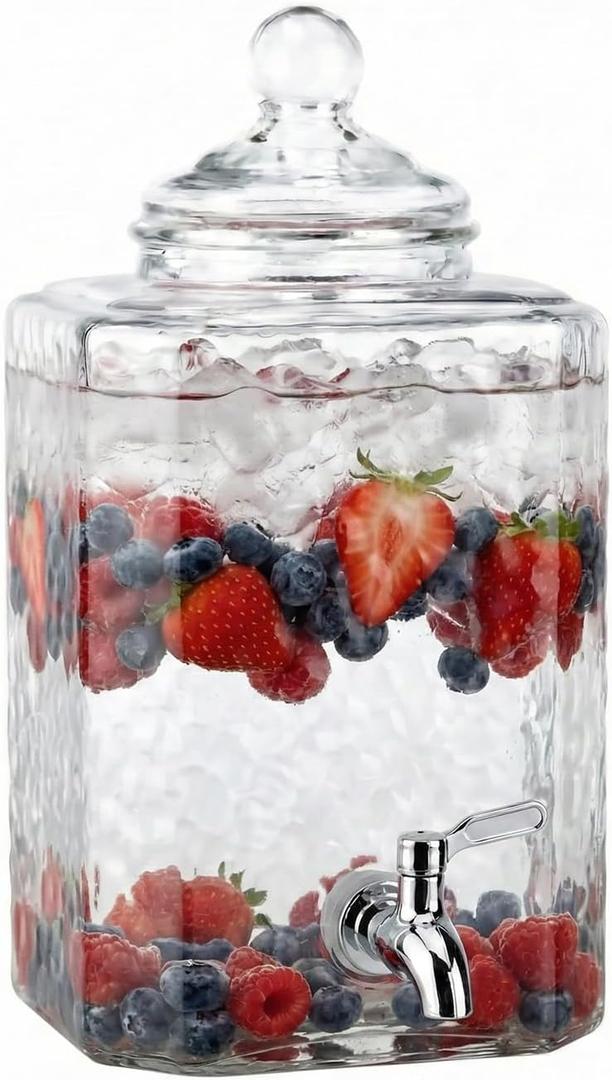 Style Setter Homestead Beverage Dispenser Cold Drink Dispenser w/ 2.5-Gallon Capacity Glass Jug, Leak Proof Acrylic Spigot Great for Parties, Weddings & More