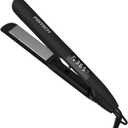 PRITECH Flat Iron Hair Straightener and Curler 2 in 1, Titanium Flat Iron with Negative Ions, Adjustable Temp(248-450) and Automatic Shut Off (Black)