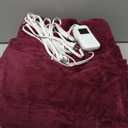 Sunbeam Electric Royal Luxe Microplush Heated Blanket, 12 Heat Settings, 12-Hour Selectable Auto Shut-Off, Fast Heating, Warm and Cozy, Cabernet Color, Full, 84" x 72" 