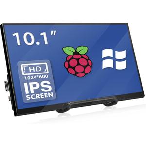 10.1 Inch Raspberry Pi Screen 1024x600 HDMI Monitor IPS Screen Display Secondary Monitor Extend Monitor for Raspberry Pi 5/4/3/2/Zero/B/B+ Win11/10/8/7, (Non-Touch), Driver Free