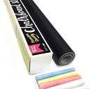 Extra Large Chalkboard Peel and Stick Paper 9 Feet roll (108 inches) + (5) Color Chalk Included - by Simple Shapes