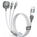 Multi Charging Cable for Apple Watch Charger 2FT, 3 in 1 Charging Cable USB A/C to Lightning Type C USB C Cord iWatch Magnetic Wireless Charger Wire for Apple iWatch iPhone Android Phone