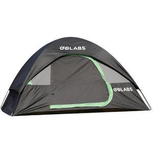 Golabs CT1 2 Person Camping Tent, Easy Set Up in 3 Mins, PU1500mm Waterproof w/Mesh Top & Door with Ventilation, Lightweight 4.4lbs Portable Family Tent with Carry Bag &Interior Storage Pockets &Hook (Gray)