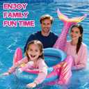 Kids Pool Floats with Water Gun, Mermaid Toddler Inflatable Pool Toys for Kids Age 3-8 Years Old, Summer Outdoor Water, Beach, Swimming Pool Toys Gift for Girls, Pink Mermaid