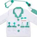 Melissa & Doug Doctor Costume Dress-Up Set for Kids (8-Piece)  Pretend Play Outfit with Stethoscope, Coat & Accessories  Role Play Toys for Boys & Girls Ages 3+