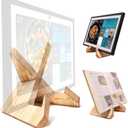 Solid Wood Tablet Computer Stands Compatible for Echo Show 15,Echo Show 21,Support Both Horizontal and Vertical Modes and Suitable for Cookbook Stand Holder Display. (Light Brown)