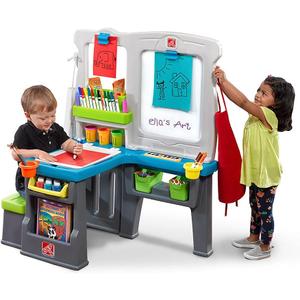 Step2 Great Creations Art Center, Kids Activity Table, Arts & Crafts Desk, Made of Durable Plastic, Includes Bench, For Toddlers 3+ Years Old