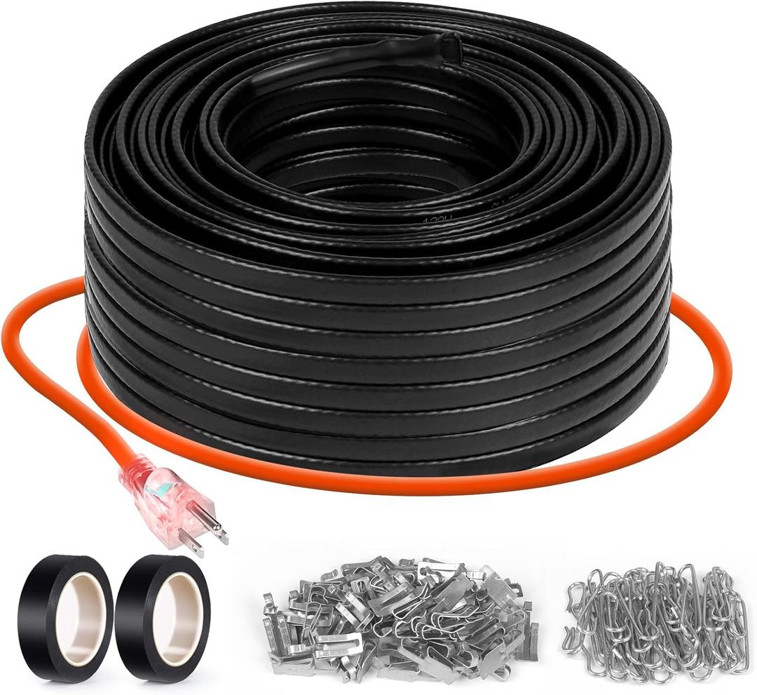 79.5FT(3FT~200FT) Heat Tape for Water Pipes, -40F Deicing Heating Cable, Freeze Protected Water Pipe Heating Cable, Heated Water Hose, Plumbing Fixtures, 120V 5W/ft Plumbing Fixtures (Black)