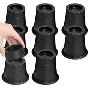 shouwuhho Bed Risers 2 inch, 3 Inch, Heavy Duty Round Furniture Risers Lifts 3" for Table, Desk Leg, Sofa, Couch, Adjustable Bed Frame Risers Supports Up to 6,000 Lbs, Black, 8 Pack