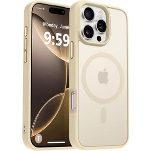 MOCCA Strong Magnetic for iPhone 16 Pro Max Phone Case, [Compatible with Magsafe][16FT Mil-Grade Drop Protection] Slim Translucent Matte Protective Cover Case for iPhone 16 Pro Max Case, Light Gold