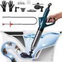 Toilet Plunger Drain Clog Remover, High-Pressure Drain Unclogger - Air Plunger with Real -Time Barometer, Stainless Steel Toilet Unclogger for Clogged Bathroom, Sink, Kitchen Clogged