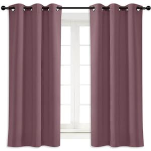 NICETOWN Blackout Curtain Blind for Bedroom, Single Panel, W34 x L63 inches, Dry Rose, Thermal Insulated Grommet Blackout Room Darkening Drape/Drapery