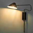 Modern Plug in Wall Sconces, Black Swing Arm Wall Lights with ON/Off Switch Cord for Bedroom Living Room