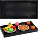 Mumufy 24 x 13 Inch Rectangle Walnut Wood Ottoman Tray Natural Handmade Decorative Serving for Tea Coffee Classic Wooden Walnut Living Room Cafe (Black)