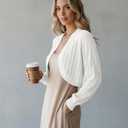 YSYOKOW Women's Shrug Cardigan for Dresses Lightweight Open Front Cropped Bolero Sweater Long Sleeve Knit (White, S)