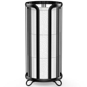 Toilet Paper Holder Stand, Freestanding Toilet Tissue Organizer, Minimalistic Storage Solution, Reserve Mega Rolls- Black