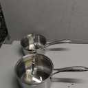 Stainless Steel Saucepan Set with Strainer Glass Lid, 1-Quart and 2-Quart Tri-Ply Capsule Bottom Sauce Pan/Pot, Two Pour Spout, Dishwasher and Oven Safe