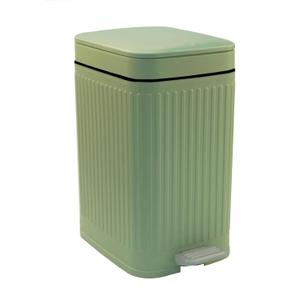 Feisco Small Trash Can with Lid,Small Bathroom Trash Can with Foot Pedal and Press Type Lid,Slim Step-On Trash Bin Wastebasket Garbage Can for Kitchen,Bathroom Office, Bedroom (Green, 1.8 Gallon)
