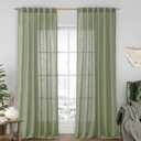 LAMIT Sage Green Linen Curtains for Living Room 84 inch Length 2 Panels, Light Filtering Semi Sheer Drapes Back Tab and Rod Pocket Neutral Panels for Bedroom/Sliding Glass Door, 52 x 84 Inch