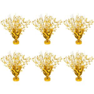 6 Pack Metallic Foil Spary Centerpieces for Tables, Gold Centerpieces for Tables Decorations, Star Brust Table Centerpieces for Birthday Graduation Wedding Baby Shower Party