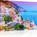 PoGoXiPoYo Italy Amalfi Coast Wall Art Canvas Prints Mediterranean Positano Europe Italian Travel City Landscape Pictures Wall Decor for Bedroom Living Room Office 16x24inch