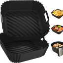2 Pack Silicone Air Fryer Liners Reusable, 7.1 Inch Airfryer Liners 4-7 QT Square Air Fryer Liners Silicone Pot Oven Liner Baking Tray, Air Fryer Basket Mat Silicone Bowl Air Fryer Accessories