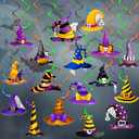 2 x 24Pcs Witch Hat Theme Hanging Swirls Halloween Party Decorations Halloween Witch Hats Theme Ceiling Swirl Streamers for Witches Themed Birthday Party Baby Shower Supplies