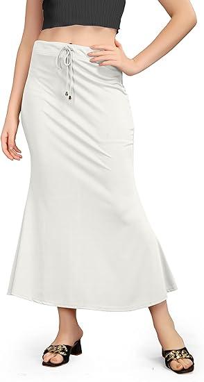 Lycra Saree Shapewear, Long Skirt for Women for Beach, Night Out, Regular, Office, Party White XL