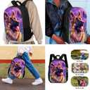 German Shepherd Backpack for School Girls 7th Grade with Lunch Box Dog Bookbag for Kids 8-12/10-12/12-14 Butterfly Middle School Bag Lunchbox Pencil Case Set Children Book Bag Lunch Bag