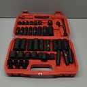 LLNDEI 3/8" Drive Impact Socket Set SAE and Metric (5/16"- 3/4", 8-22mm) 48pcs, CR-V Steel, 6 Point Sockets, Extension Bar (3-in, 6-in), 1/2"F to 3/8"M Reducer Universal Joint