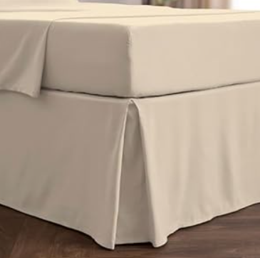 Mellanni Bed Skirt King Size - Bed Skirting - 15-Inch Tailored Drop Pleated Dust Ruffle - Hotel Luxury Bedding - Wrinkle, Fade, Stain Resistant - 1 Bedskirt (King, Beige) 