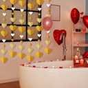 200 Pcs Heart Wall Decoration 3D Heart Stickers Glitter Paper Wall Decal for Office Bedroom Bathroom Wedding Anniversary Home Decor 4 Different Sizes(Gold and White)