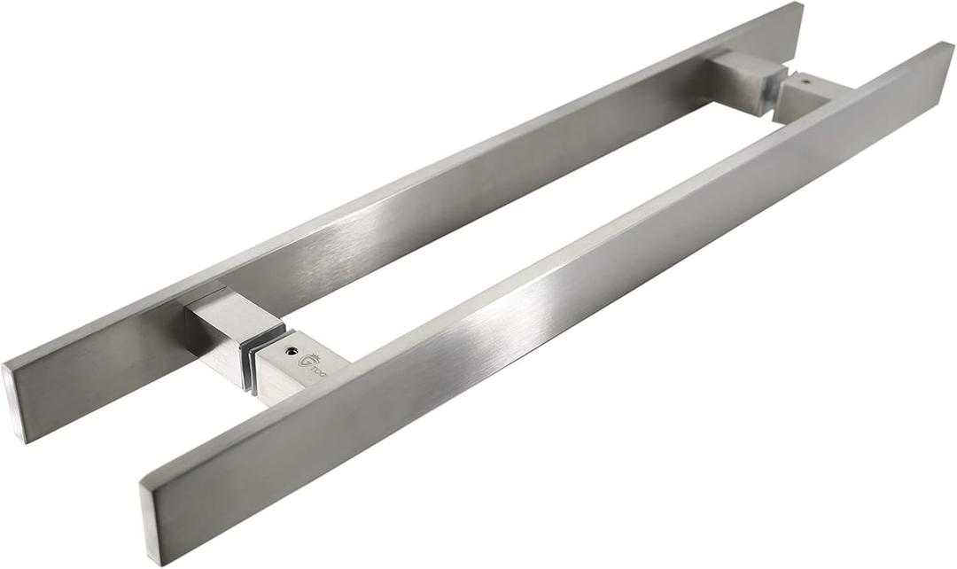 TOGU TG-6018 18 inches Solid Standoffs Heavy-Duty Commercial Grade-304 Stainless Steel Push Pull Door Handle/Barn Door Pull Handle/Glass Pulls, Full Brushed Stainless Steel Finish (18 in (Length)/1.57 x 0.39 in (Front x Side))