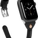 Wearlizer Slim Rivet Leather Compatible with Apple Watch Bands 41/40/38/44/45/46/49/42mm Women Men Dressy Thin Strap Wristbands Bracelet for iWatch Series 11 10 9 8 7 6 5 4 3 SE/Ultra 3 2 1
