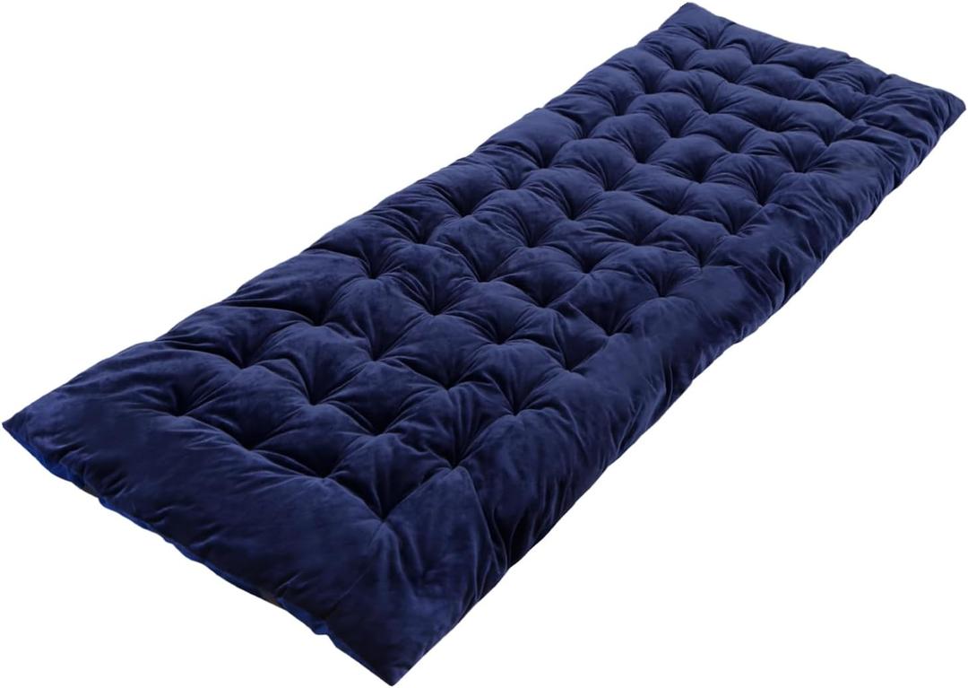 REDCAMP Extra Thick Folding Sleeping Cot Pads, Comfortable Soft Velvet Cotton Camping Cot Mattress Pad for Hiking, Backpacking, Blue 75"x28"