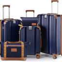 Luggage Set 3 Piece Luggage with PC+ABS Hardshell TSA Lock Spinner Wheels Carry on Lightweight SuitcaseYKK Zippers (Navy, 5 piece sets(20/24/28/DB/TB)