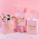 Tinlade 30 Pcs Thank You Gift Bags with Tissue Paper Gold Thank You Wedding Bags with Handle for Graduation Business Shopping Wedding Shower Party Favors(Pink)