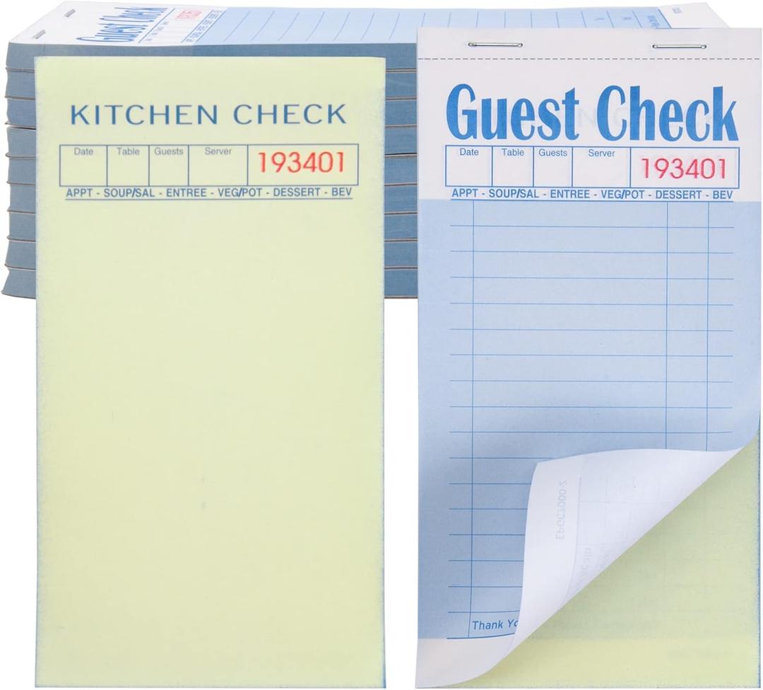 ESSENTIAL Guest Check Books 3.5" x 6.7", 500 Duplicates Server Note Pads for Restaurants, Order Books with Copy Paper (10 Books)