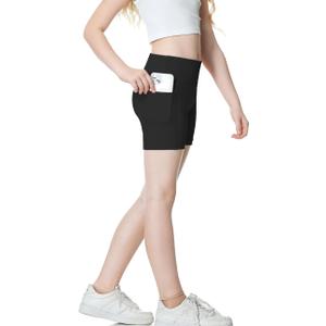 B&GCozy Girls Volleyball Shorts 3 Pack with Pockets, Athletic Gymnastics Cheer Biker Shorts, 4-Way Stretch, Machine Wash, Size XS 2-Pack