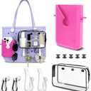 6 Packs,Accessories for Medium XL Bogg Bag,Includes Silicone Phone Holder,PVC Insert Bag,Hooks,and Keychain.Accessories Can Be Installed Inside or Outside (Rose red)