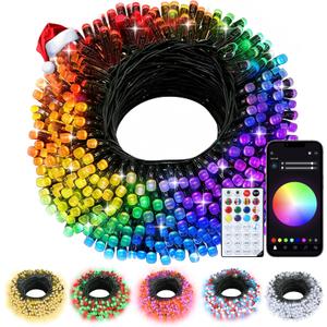 echosari Christmas String Lights, 200 LED 66Ft Color Changing Smart String Lights with App, Music Sync for Bedroom Party Trees Decor (Dark Green Wire)