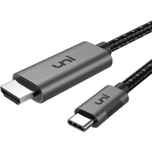 uni USB C to HDMI Cable for Home Office 6ft (4K@60Hz), USB Type C to HDMI Cable, Thunderbolt 4/3 Compatible with iPhone 15 Pro/Max, MacBook Pro/Air 2023, iPad Pro, Surface Book 2, Galaxy S24 (Grey)
