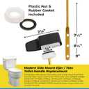 Qualihome Universal Side Mount Toilet Handle - Replaces Eljer & Toto Handles - Black