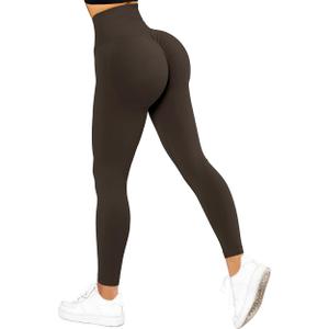 SUUKSESS Women Scrunch Butt Lifting Seamless Leggings Booty High Waisted Workout Yoga Pants (Large, #1 Brown Chestnut)