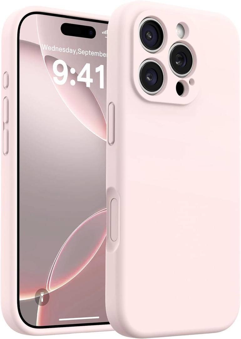 AOTESIER Magnetic Case for iPhone 16 Pro, Upgraded Silicone | Full Camera Protection | Integrated Camera Control Button | MagSafe Compatible | Anti-Scratch Microfiber Lining Phone Case, Chalk Pink