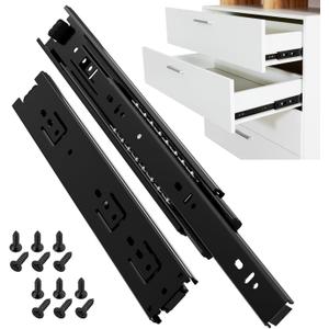 ToBeGreat 20 Inch Side Mount Drawer Slides, Black, Full Extension, 1 Pair | 100lb capacity heavy duty cabinet glides, Smooth ball bearing rails for kitchen dressers, Mounting screws included.
