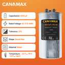 60+5 uF 60/5 MFD (3~80 uF Options Available) uf 7% 370/440 CBB65 CBB65B Volt VAC Dual Run Start Round Capacitor - Compatible with Condenser Straight Cool or Heat Pump Air Conditioner